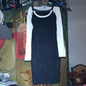 Vintage Ivanka Trump Black and White Long Sleeve Sweater Dress